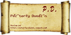 Péterfy Dusán névjegykártya